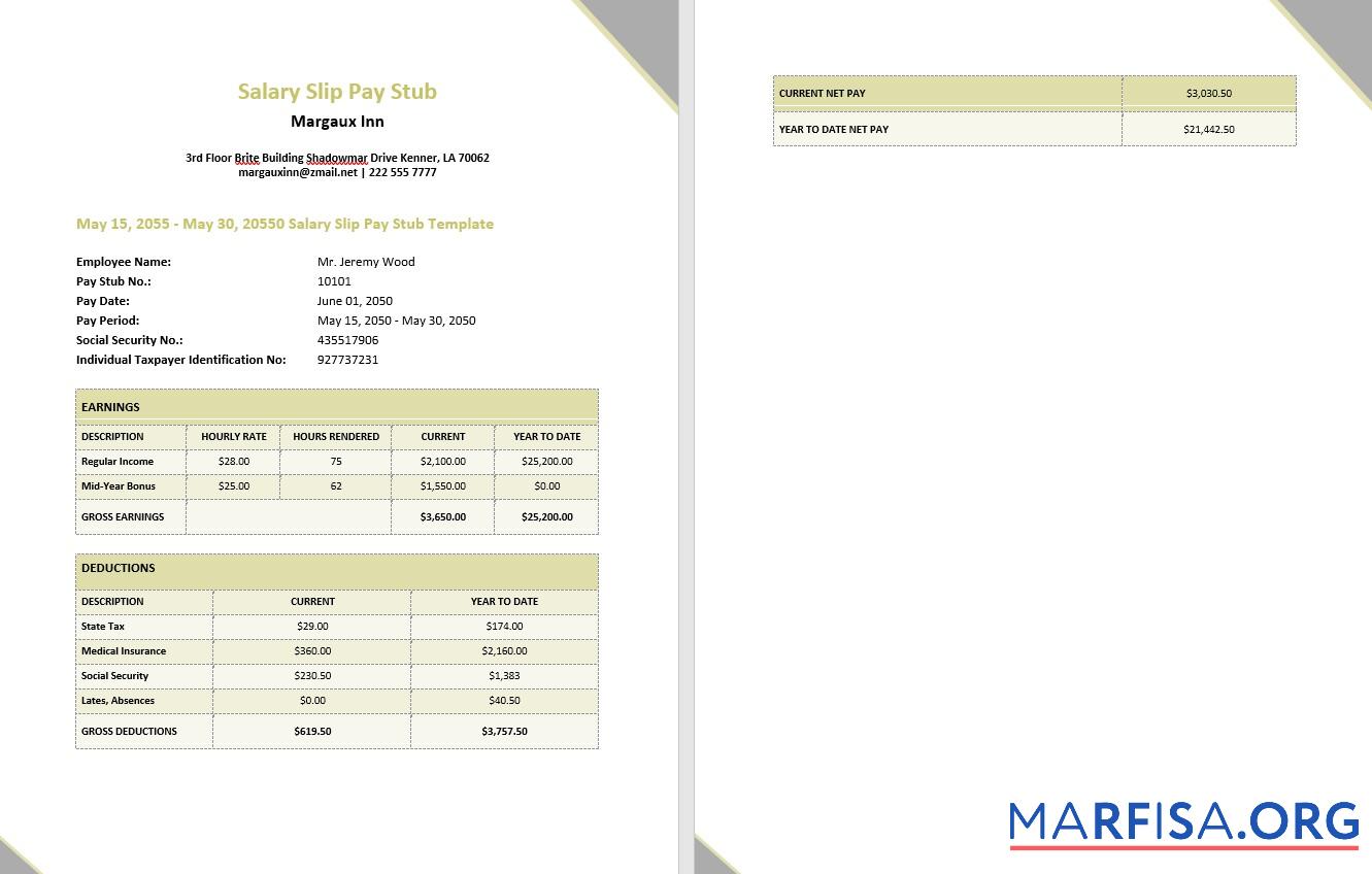 Realistic Margaux Inn Salary Slip pay stubs download for verification
